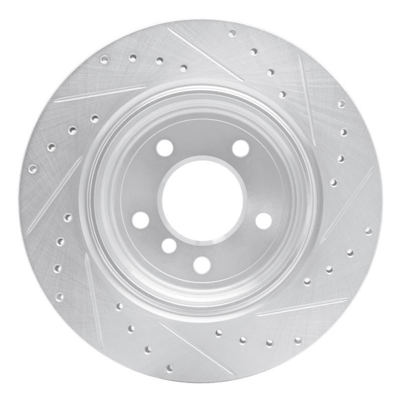 BMW 525i Brake Rotor (1) - Rear Left - R1 Concepts - Drilled & Slotted - Silver - `04-`10